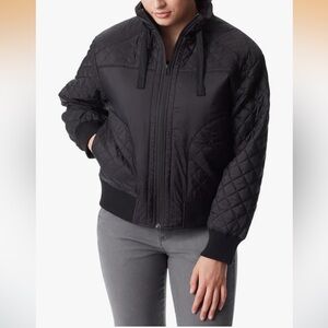 NWT!  G.H. Bass Outdoor Black Quilted Trim Zip Bomber Jacket Size Medium
